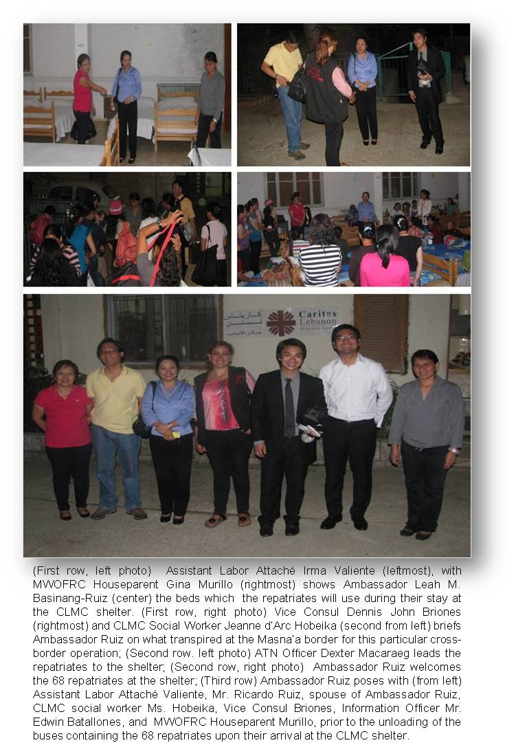 Syria transfer of OFWs in Caritas Shelter