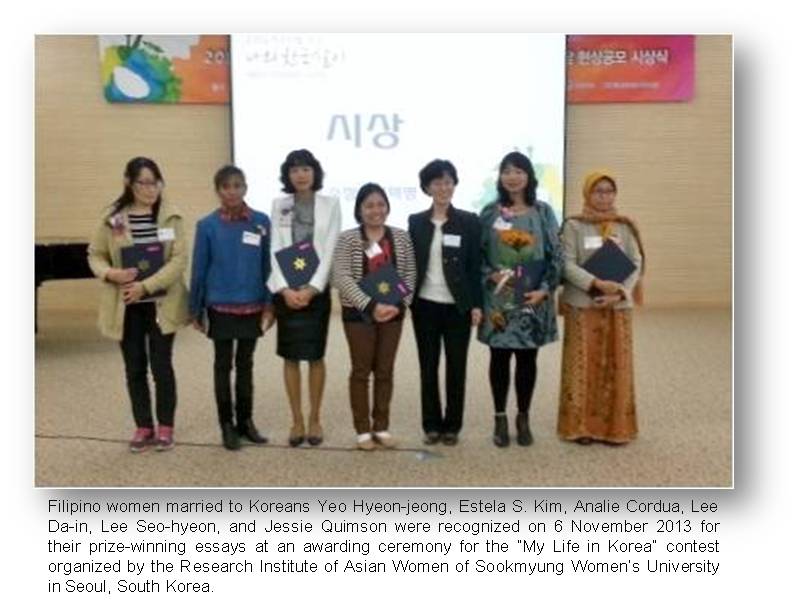 Seoul  filipino spouse wins awards