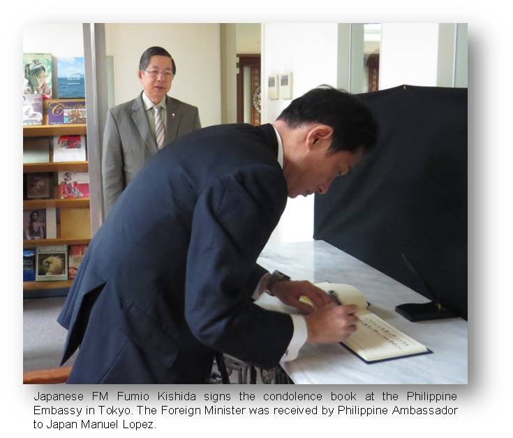 Tokyo condolence book signing of FM Kishida