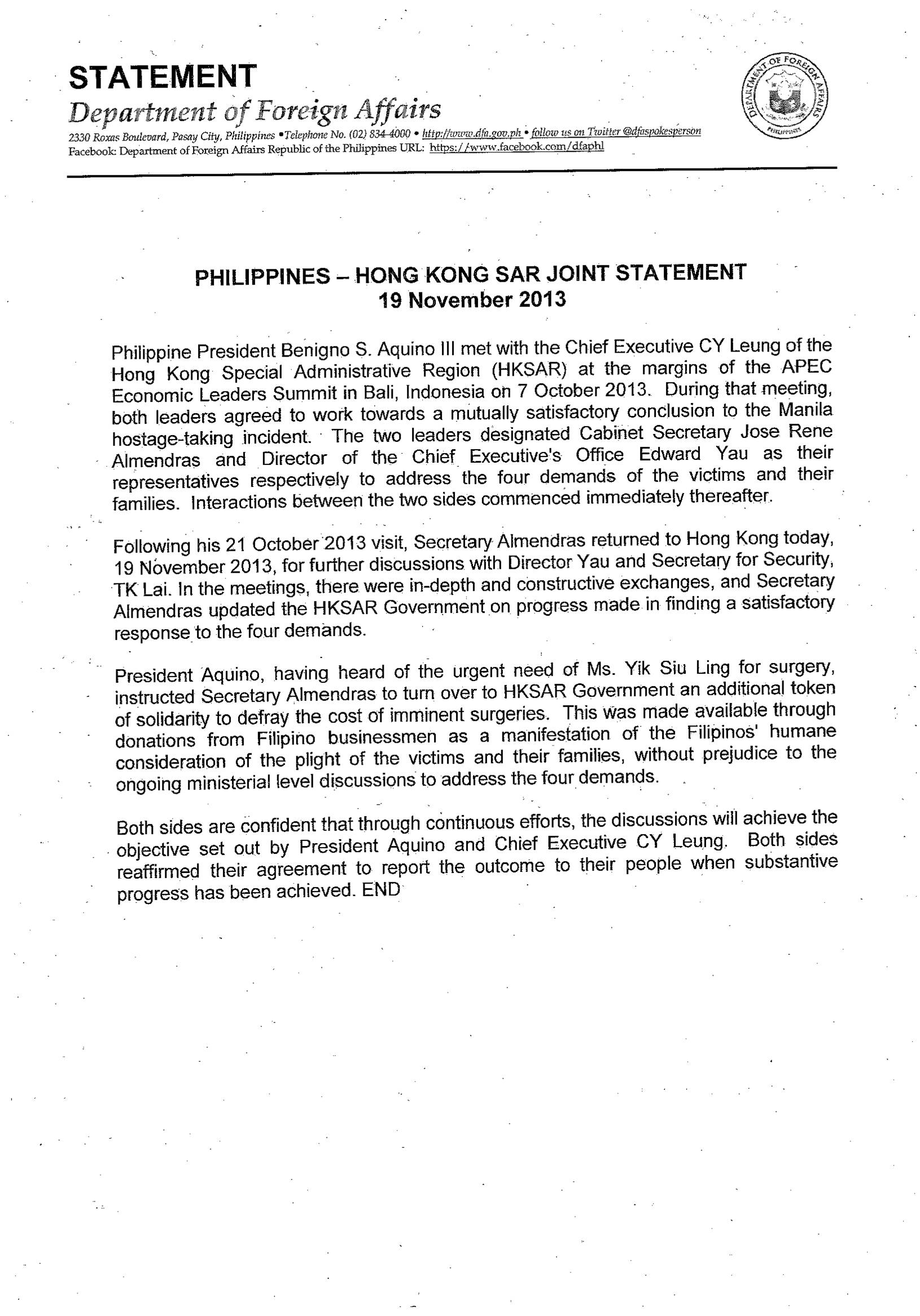 Statement PHL HK Joint Statement