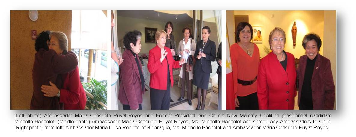 Santiago luncheon with lady ambassadors and Presidential candidate Bachelet