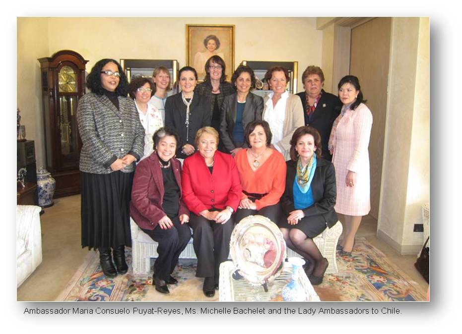 Santiago luncheon with lady ambassadors and Presidential candidate Bachelet2