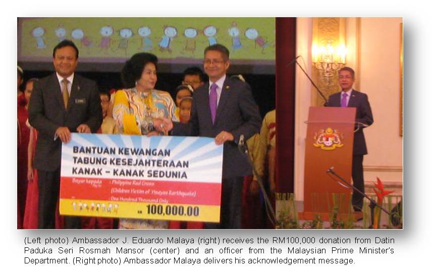 KL turn over of Malaysian donation for Visayas quake victims
