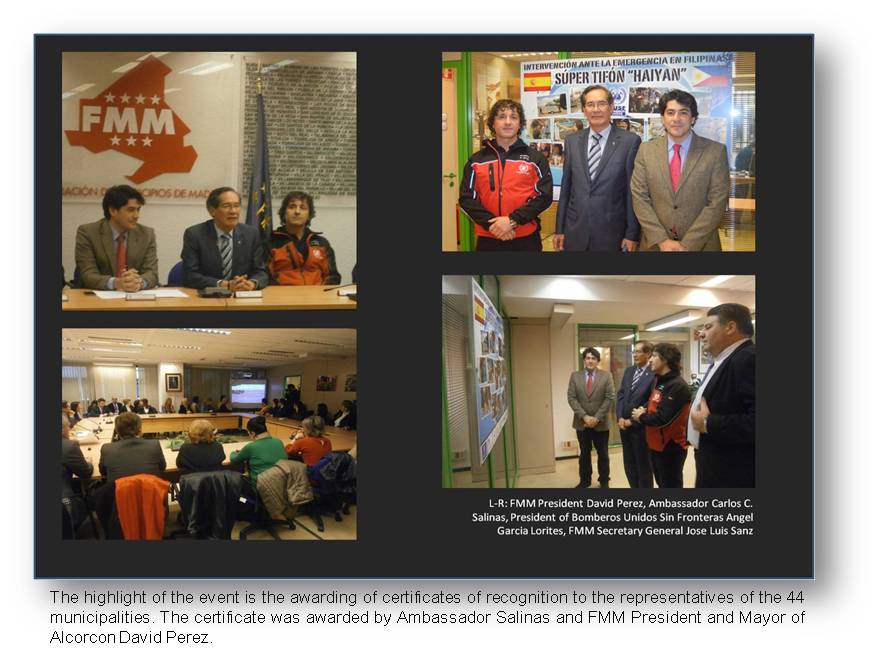 Madrid  recognition of various municipalities that helped typhoon victims1