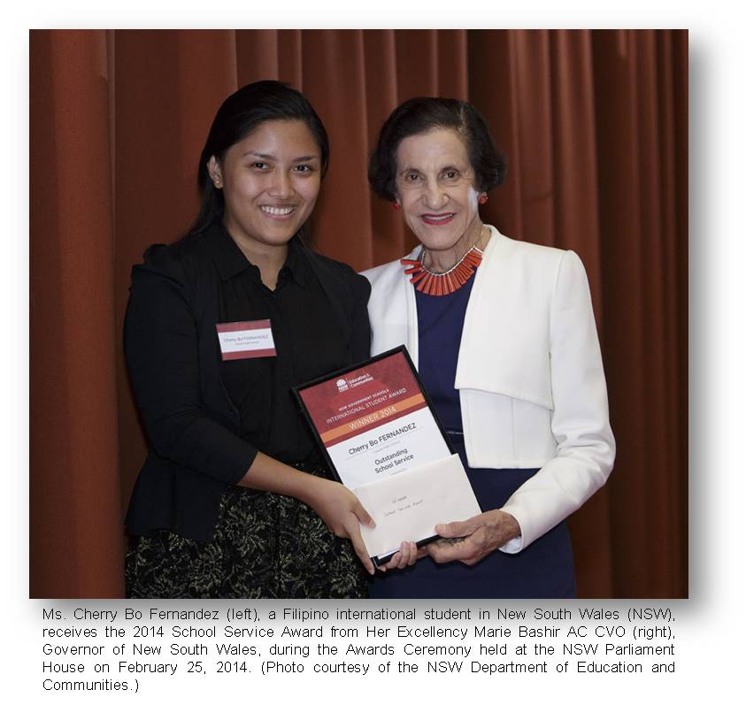 Sydney filipino student receives awards