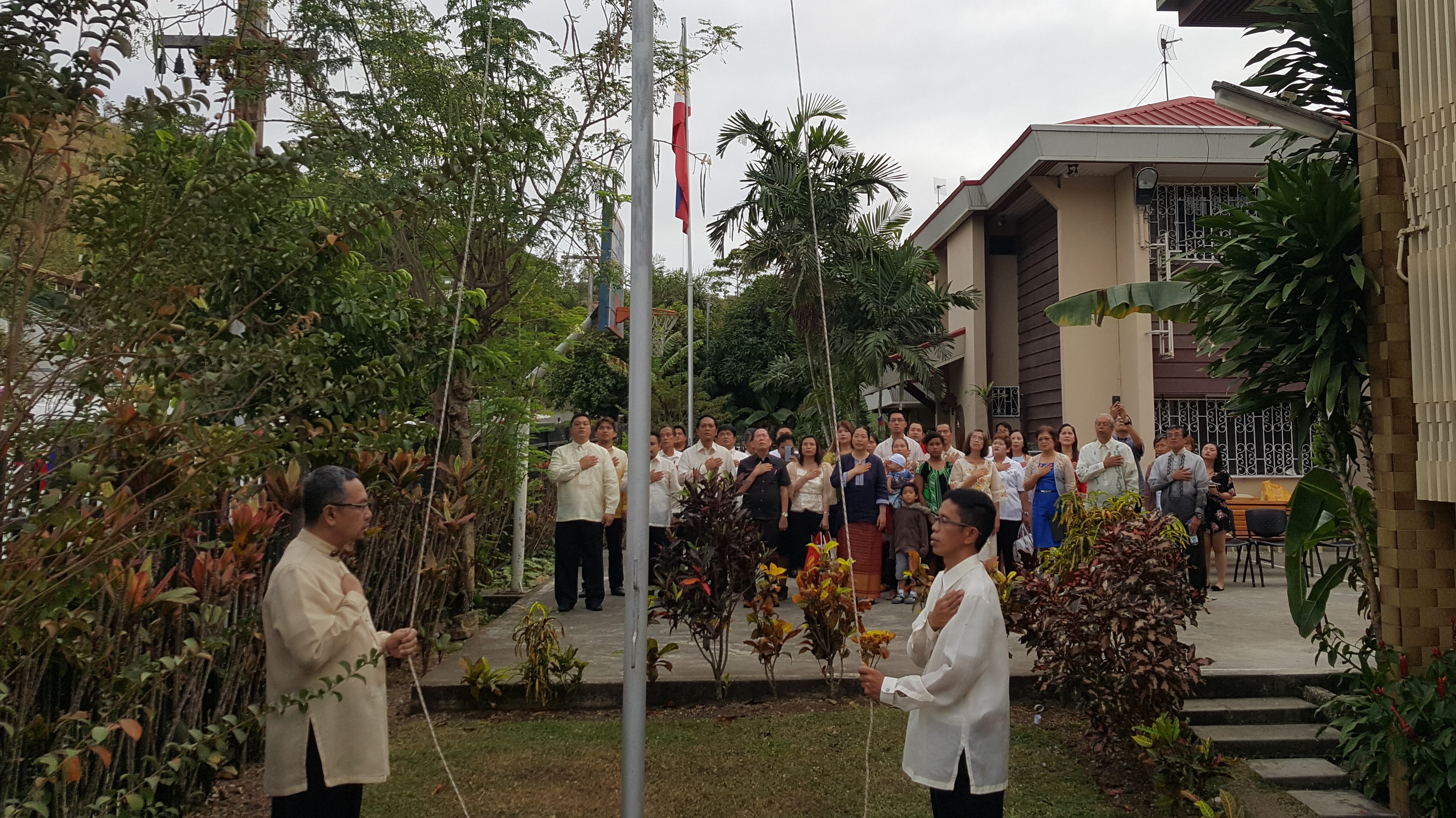 Port Moresby PE Photo 3 flag raising at Embassy