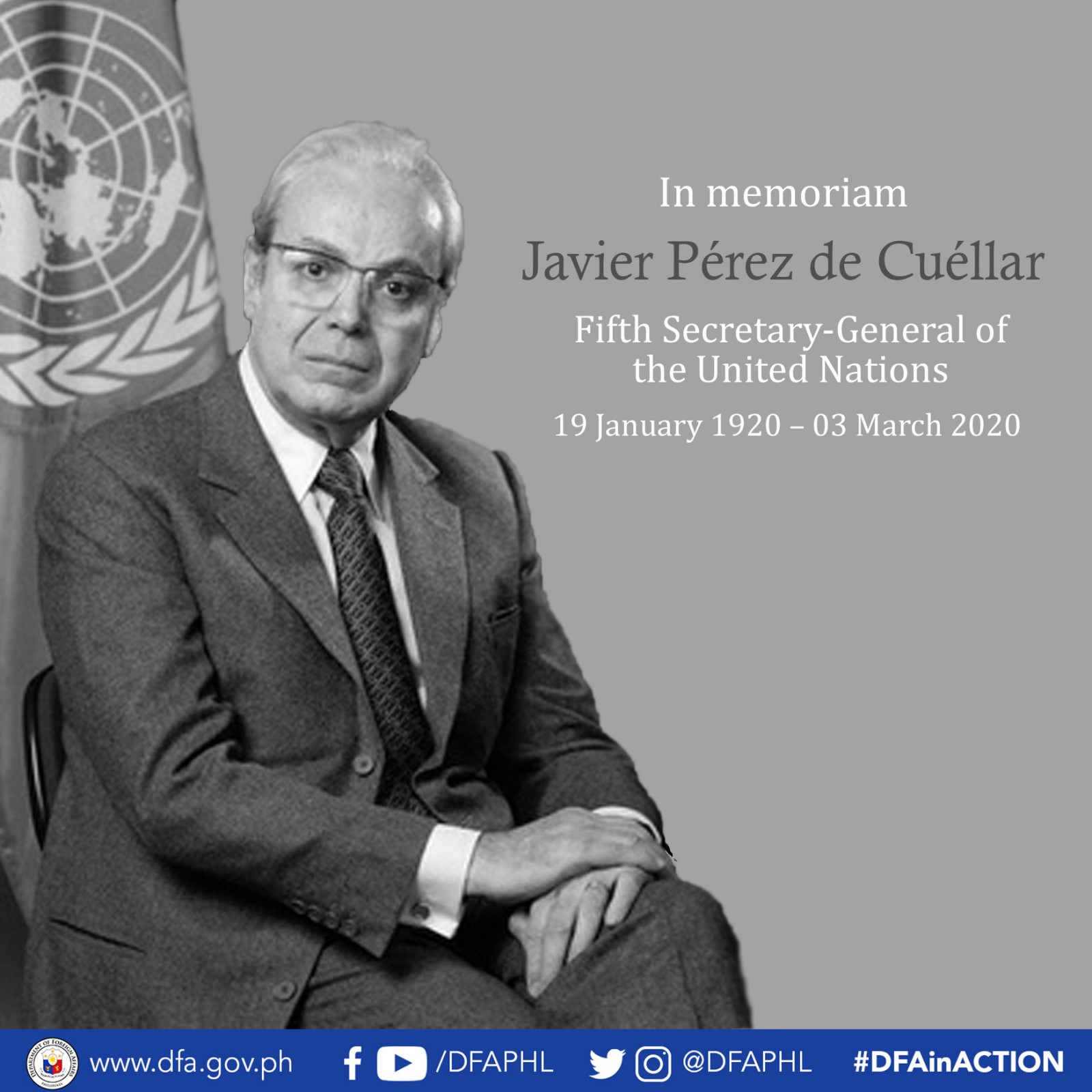 Former UN Secretary General Javier Perez De Cuellar