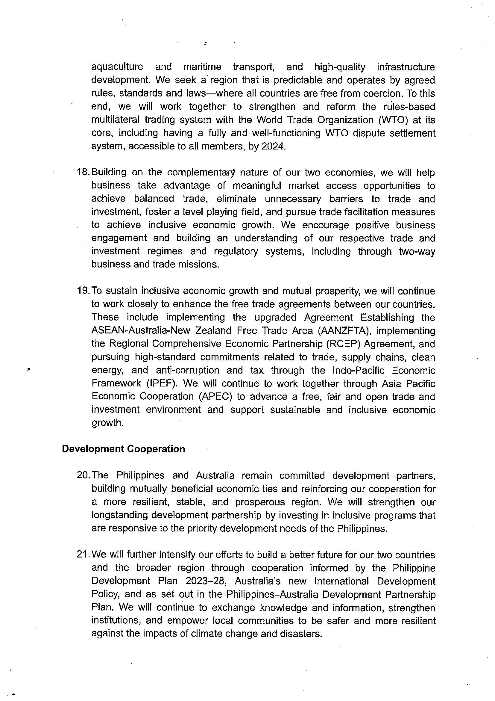 ORIGINALLY SIGNED Joint Declaration of Strategic Partnership between Philippines and Australia Page 4